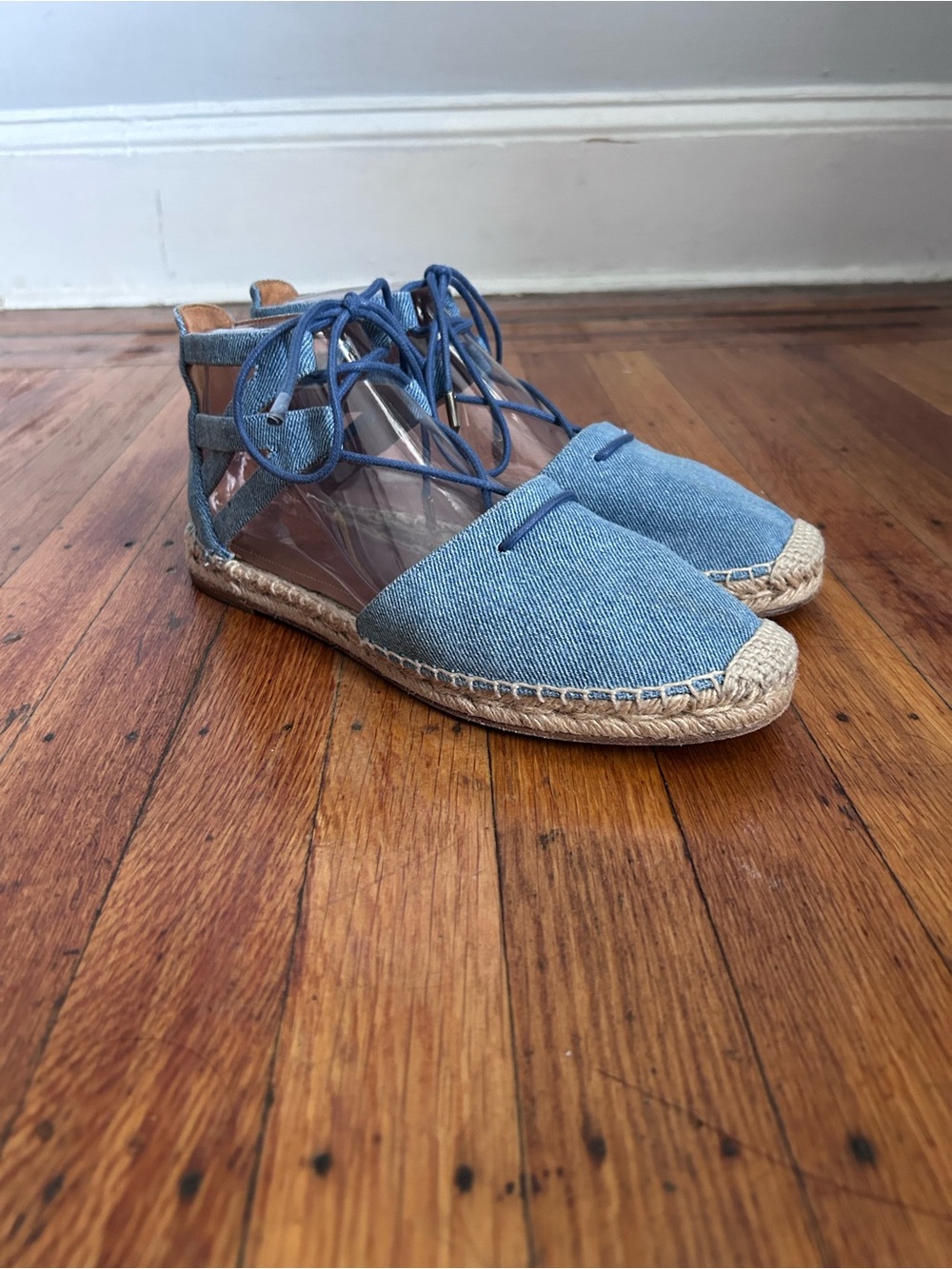AQUAZZURA Blue Denim Lace Espadrilles